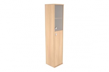 Шкаф высокий узкий правый (1 средняя дверь ЛДСП, 1 низкая дверь стекло) Style Л.СУ-1.7Пр