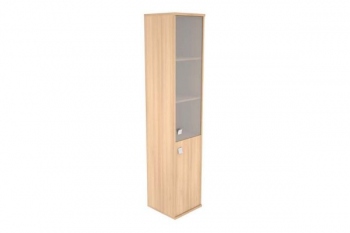 Шкаф высокий узкий правый (1 низкая дверь ЛДСП, 1 средняя дверь стекло) Style Л.СУ-1.2Пр